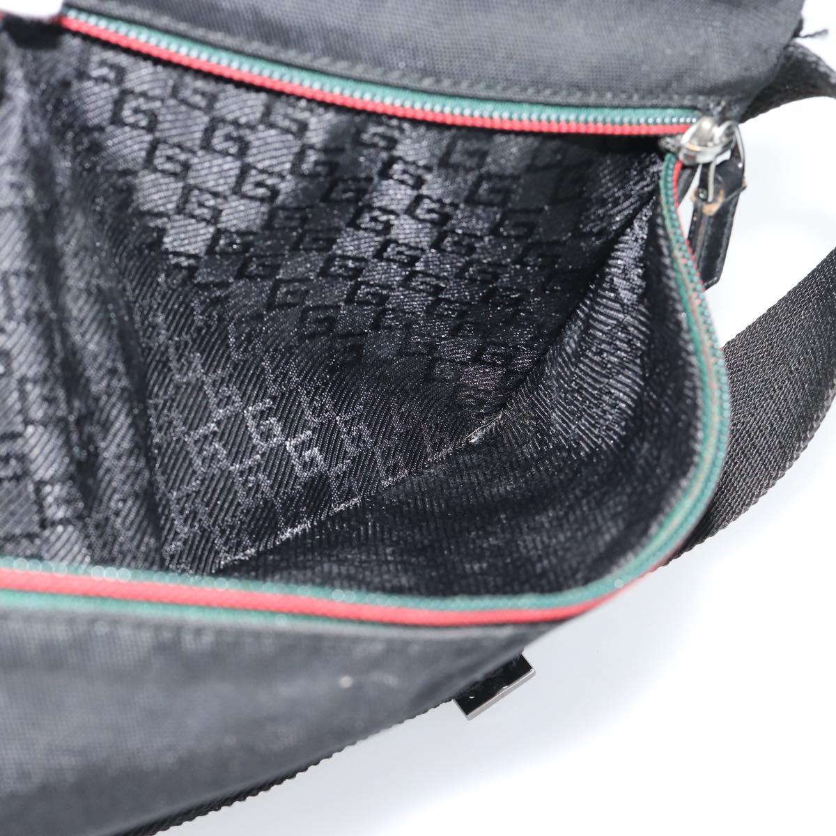 GUCCI Waist bag Nylon Black Silver 28566 Auth 174041