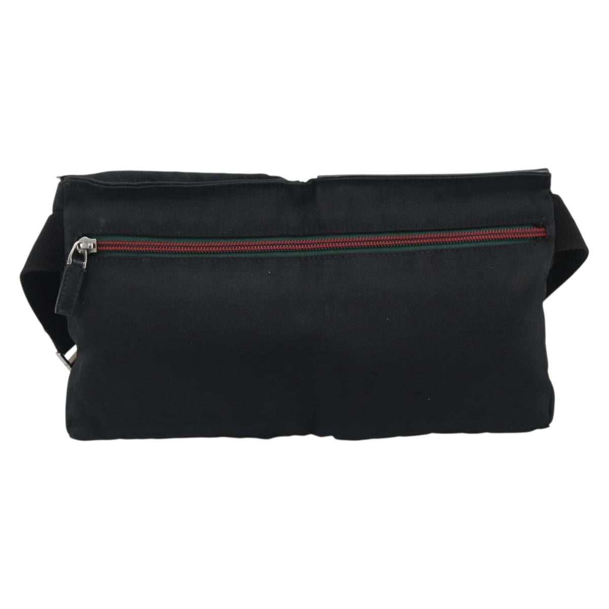 GUCCI Waist bag Nylon Black Silver 28566 Auth 174041