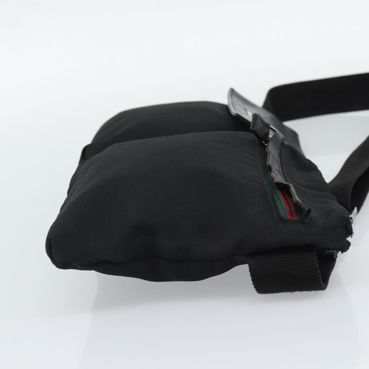 GUCCI Waist bag Nylon Black Silver 28566 Auth 174041
