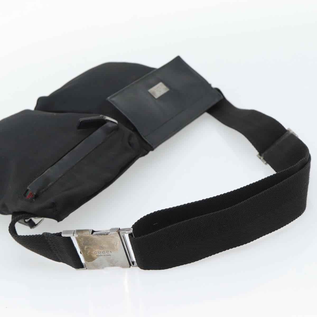 GUCCI Waist bag Nylon Black Silver 28566 Auth 174041