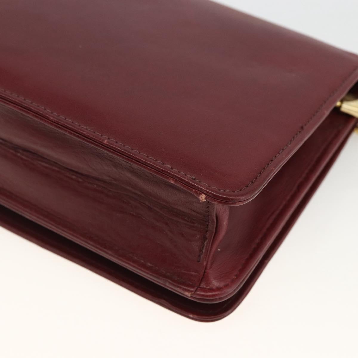 Christian Dior Chain Shoulder Bag Leather Bordeaux Gold Auth 174046A