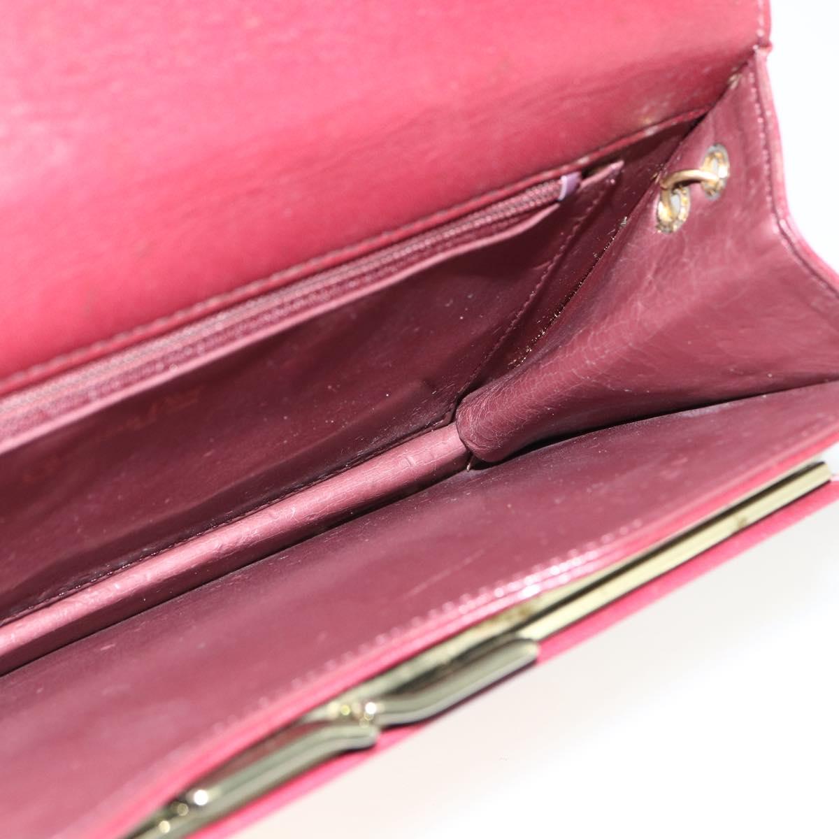 Christian Dior Chain Shoulder Bag Leather Bordeaux Gold Auth 174046A