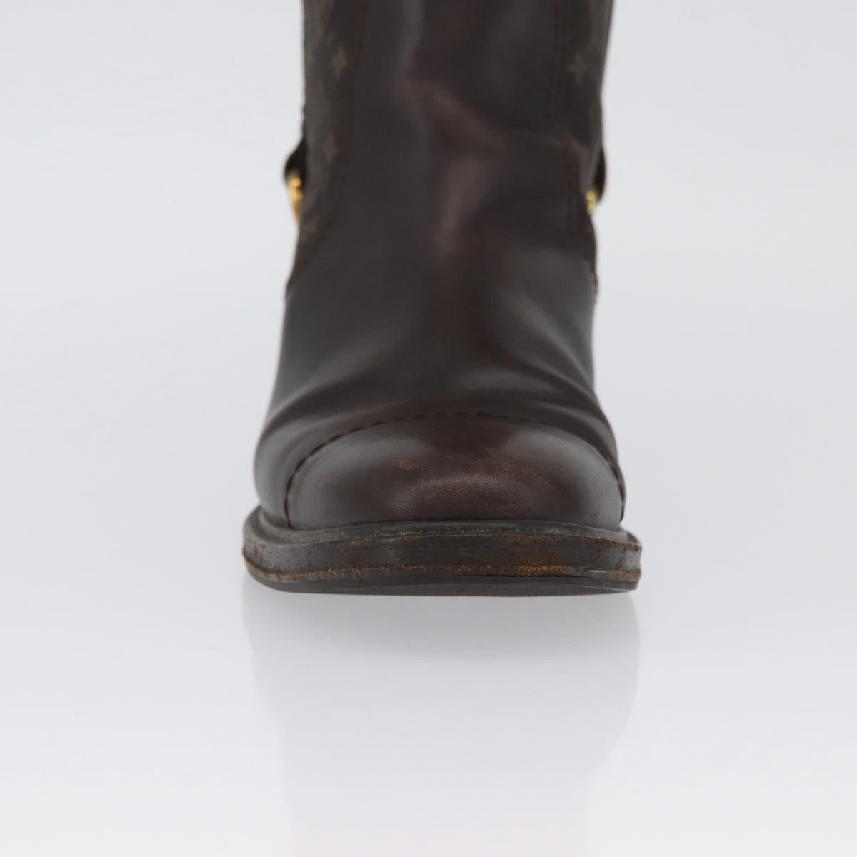 LOUIS VUITTON Monogram Idylle Boots 36 Dark Brown LV Auth 174048A
