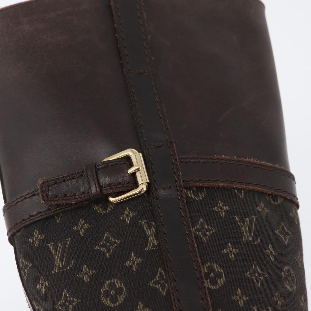 LOUIS VUITTON Monogram Idylle Boots 36 Dark Brown LV Auth 174048A