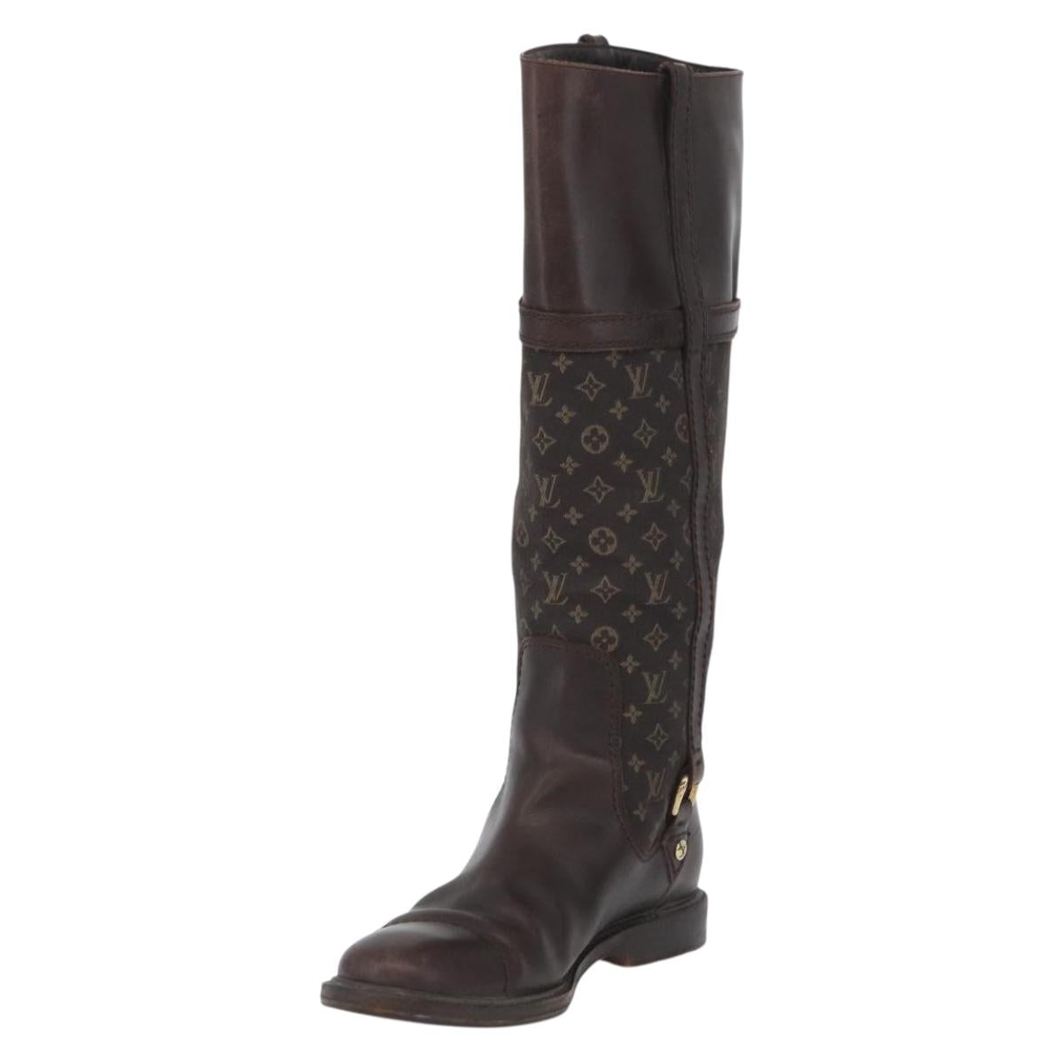 LOUIS VUITTON Monogram Idylle Boots 36 Dark Brown LV Auth 174048A