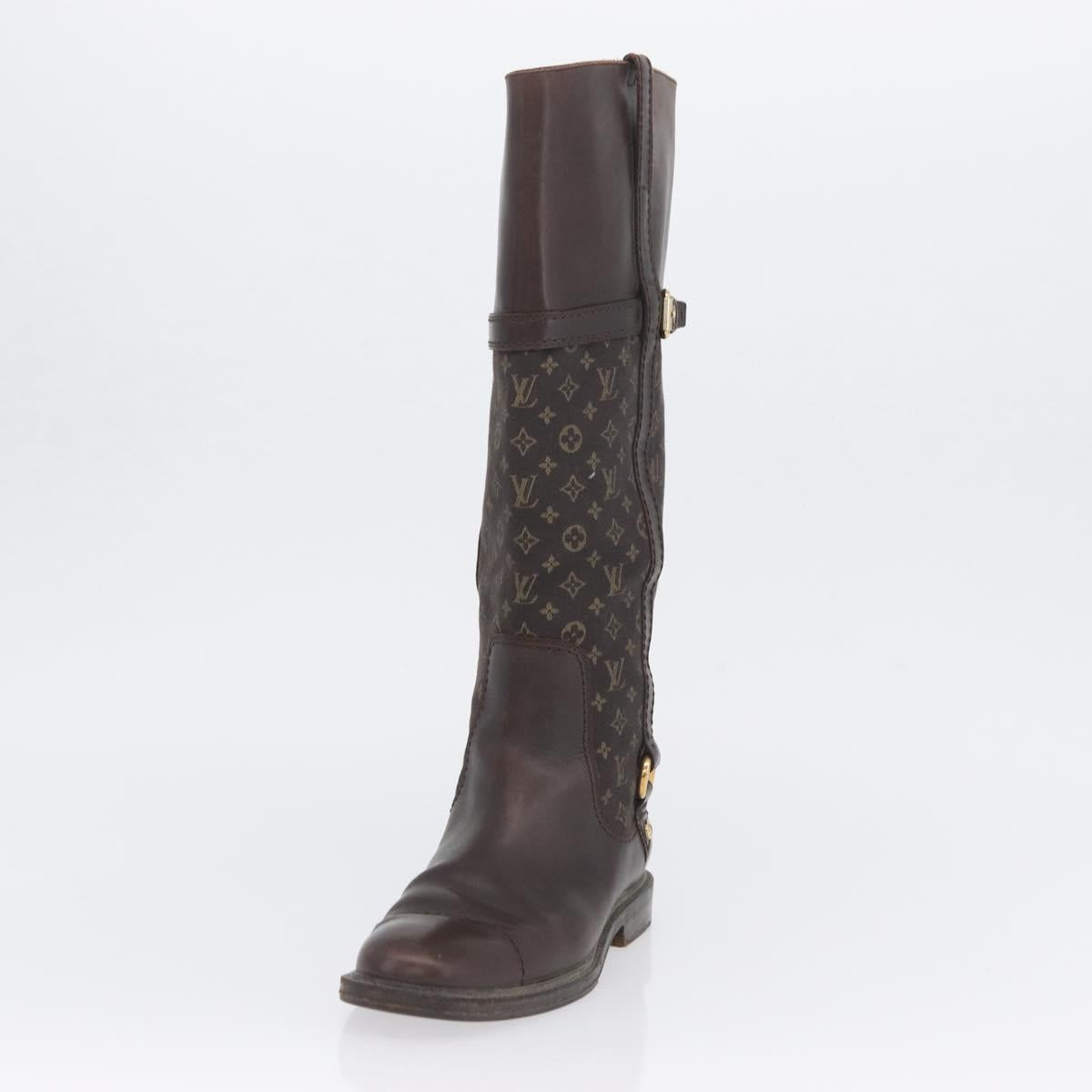 LOUIS VUITTON Monogram Idylle Boots 36 Dark Brown LV Auth 174048A