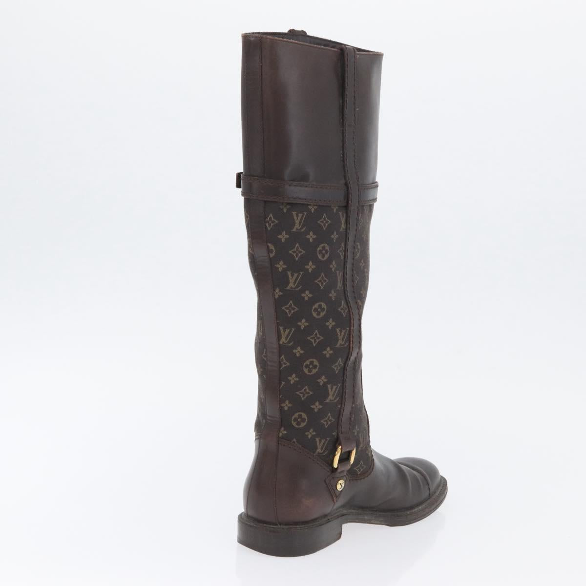 LOUIS VUITTON Monogram Idylle Boots 36 Dark Brown LV Auth 174048A