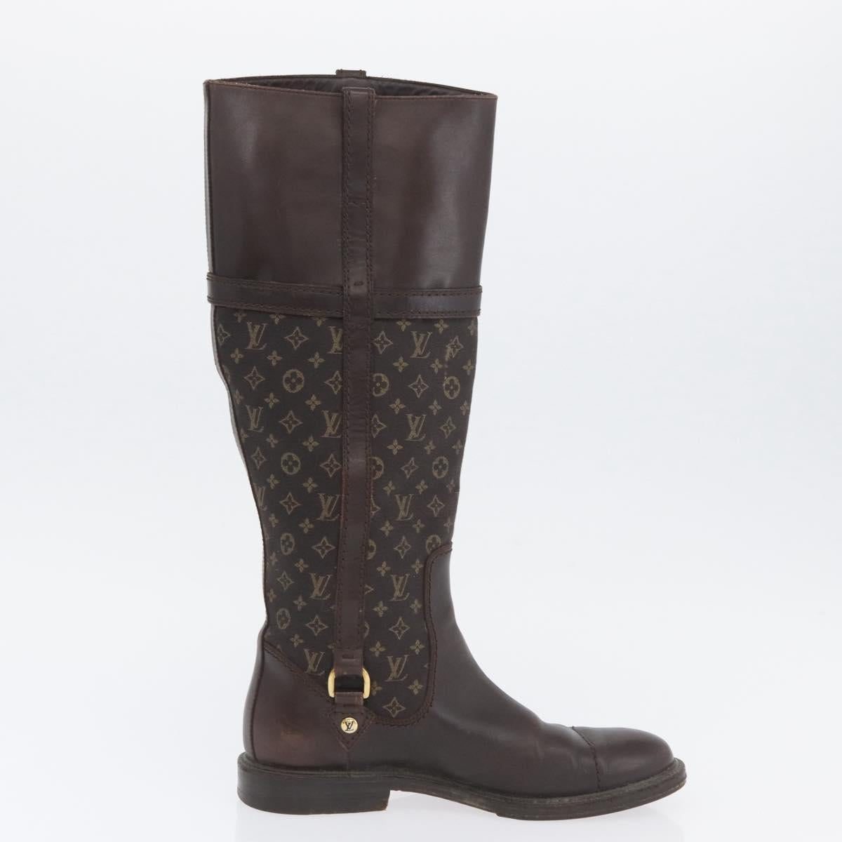 LOUIS VUITTON Monogram Idylle Boots 36 Dark Brown LV Auth 174048A