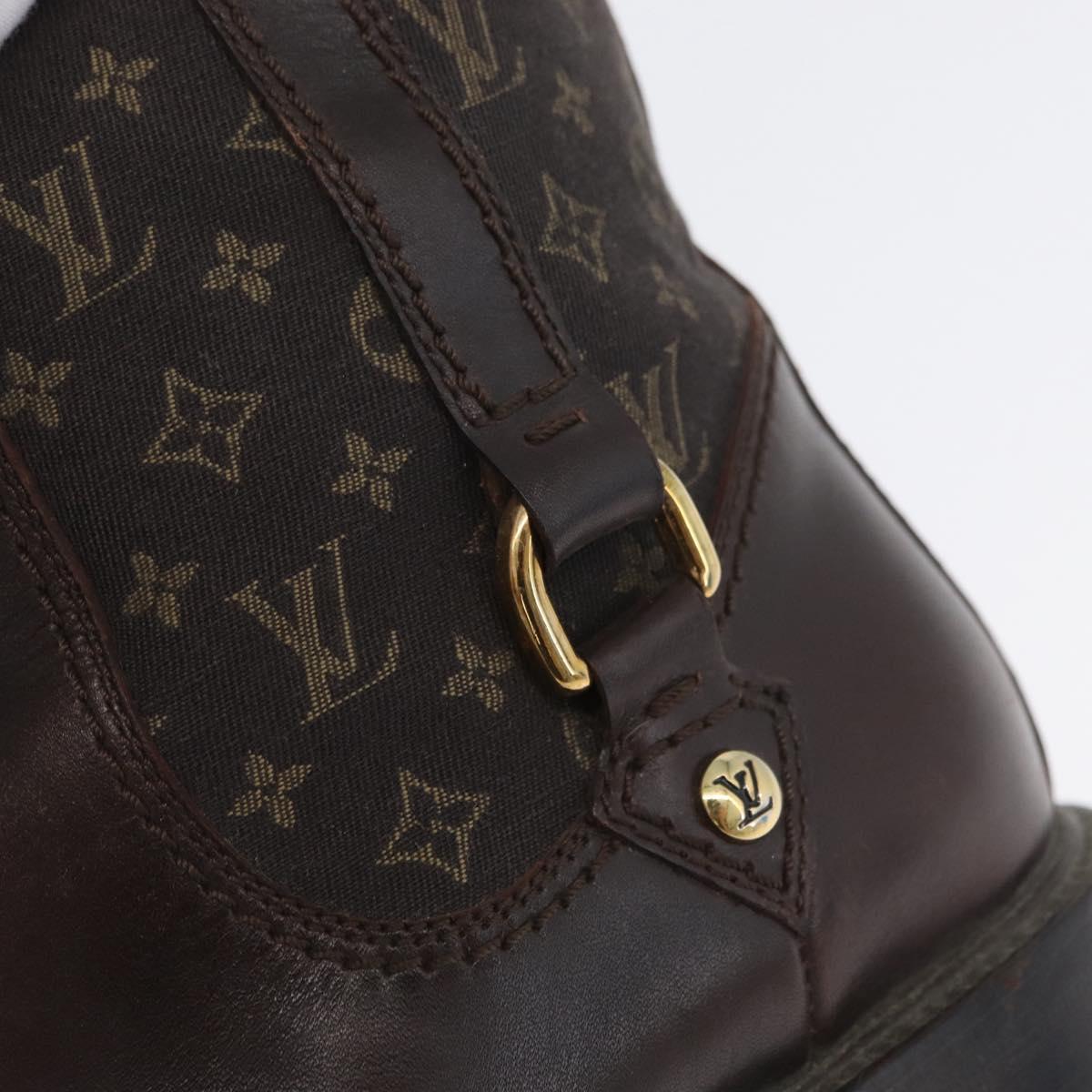 LOUIS VUITTON Monogram Idylle Boots 36 Dark Brown LV Auth 174048A