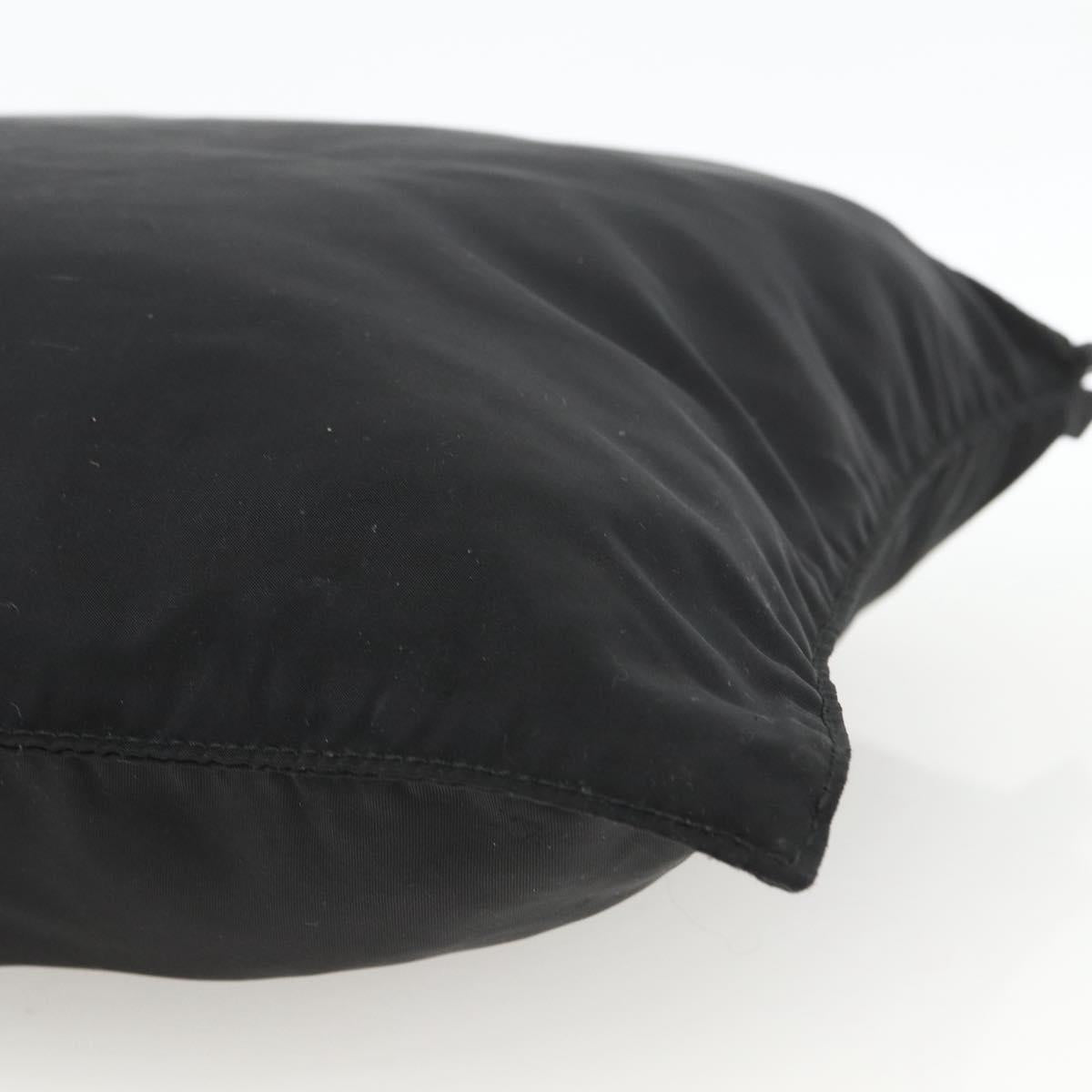 PRADA Tote Bag Nylon Black Silver Auth 174049