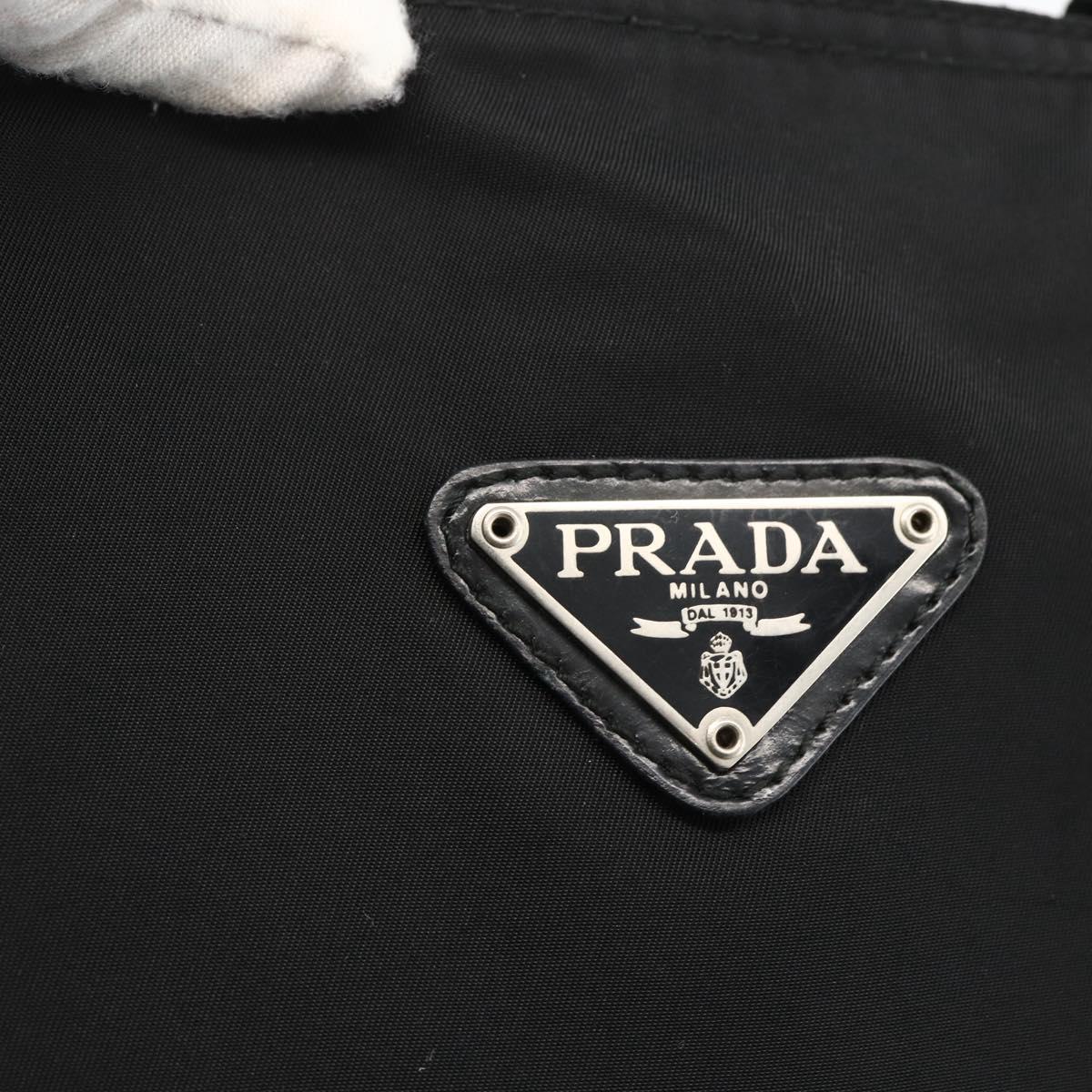 PRADA Tote Bag Nylon Black Silver Auth 174049