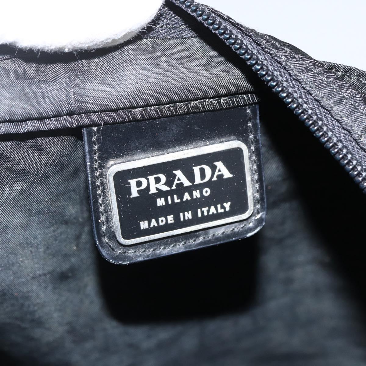 PRADA Tote Bag Nylon Black Silver Auth 174049