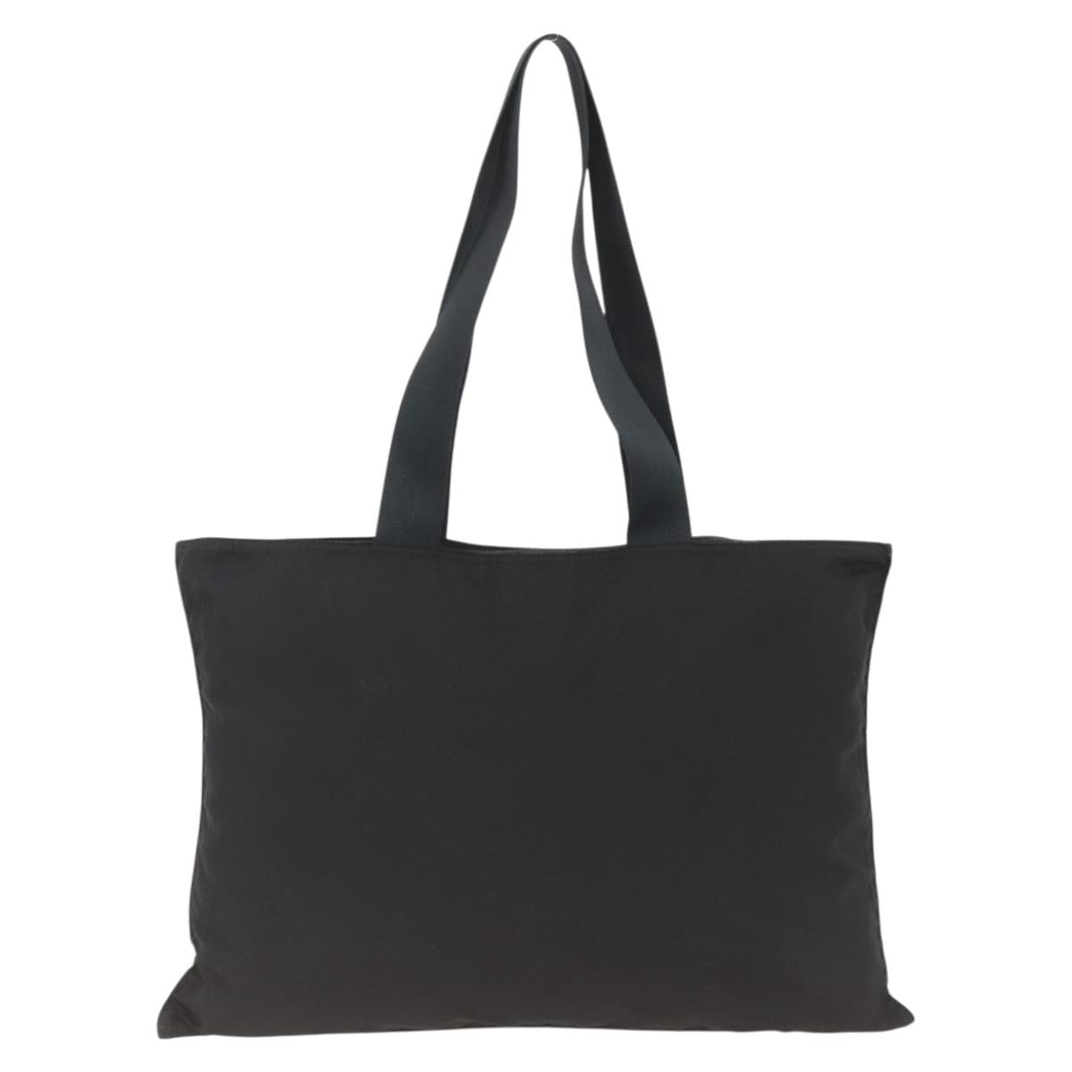 PRADA Tote Bag Nylon Black Silver Auth 174049