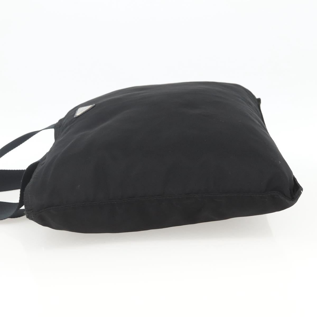 PRADA Tote Bag Nylon Black Silver Auth 174049