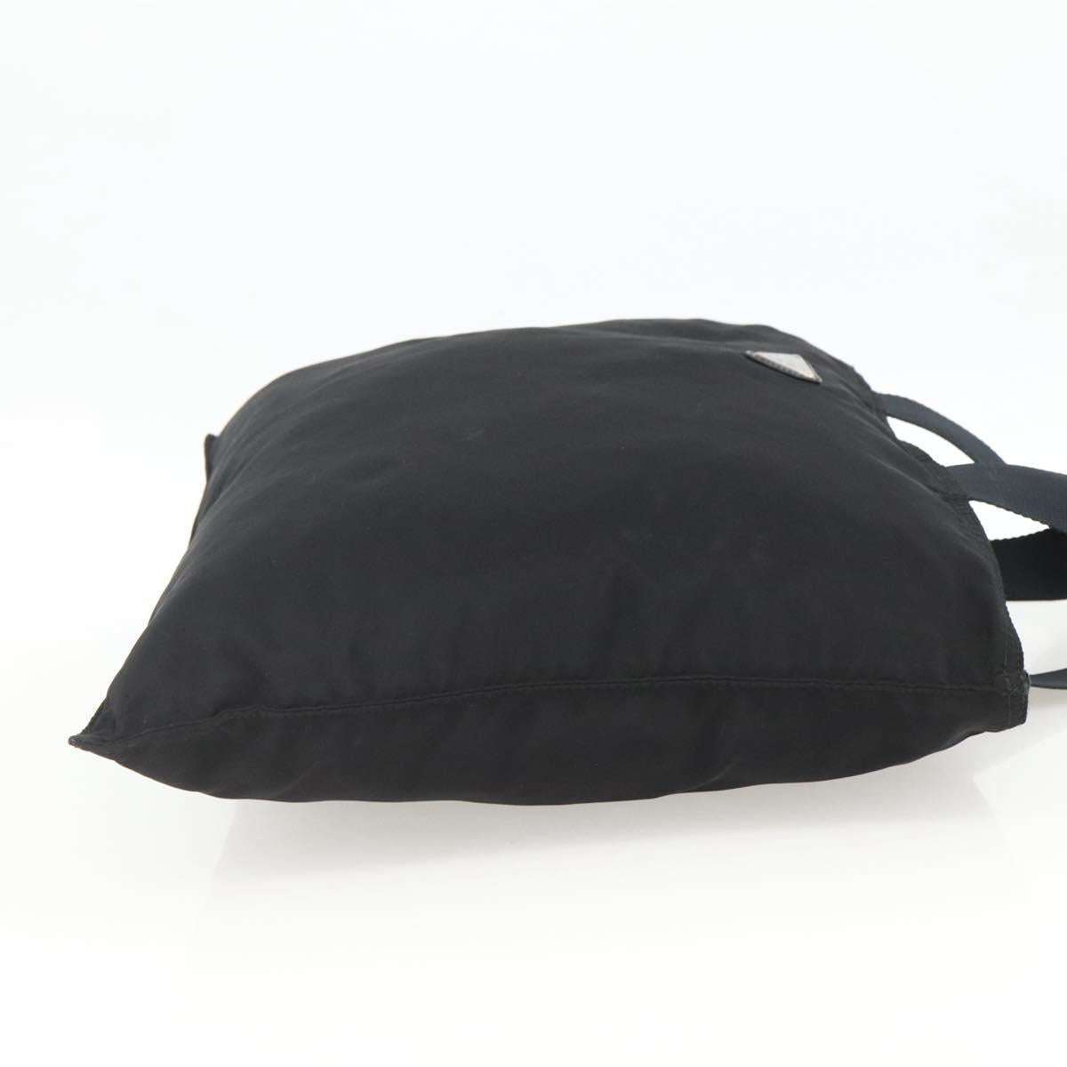 PRADA Tote Bag Nylon Black Silver Auth 174049