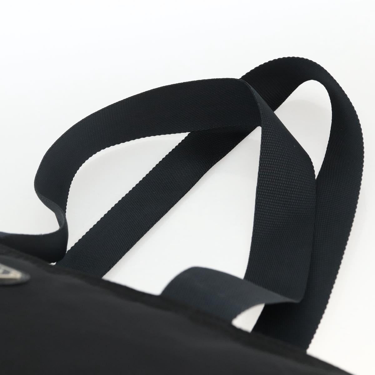 PRADA Tote Bag Nylon Black Silver Auth 174049