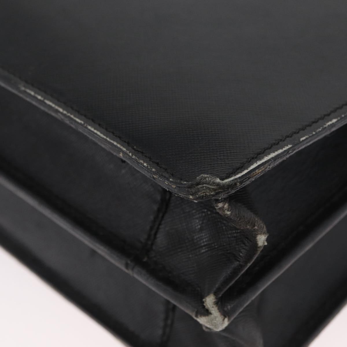 PRADA Safiano Leather Business Bag Black Gold Auth 174051