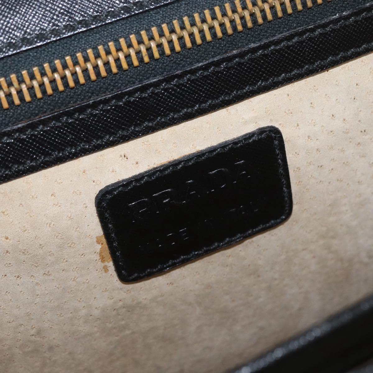 PRADA Safiano Leather Business Bag Black Gold Auth 174051