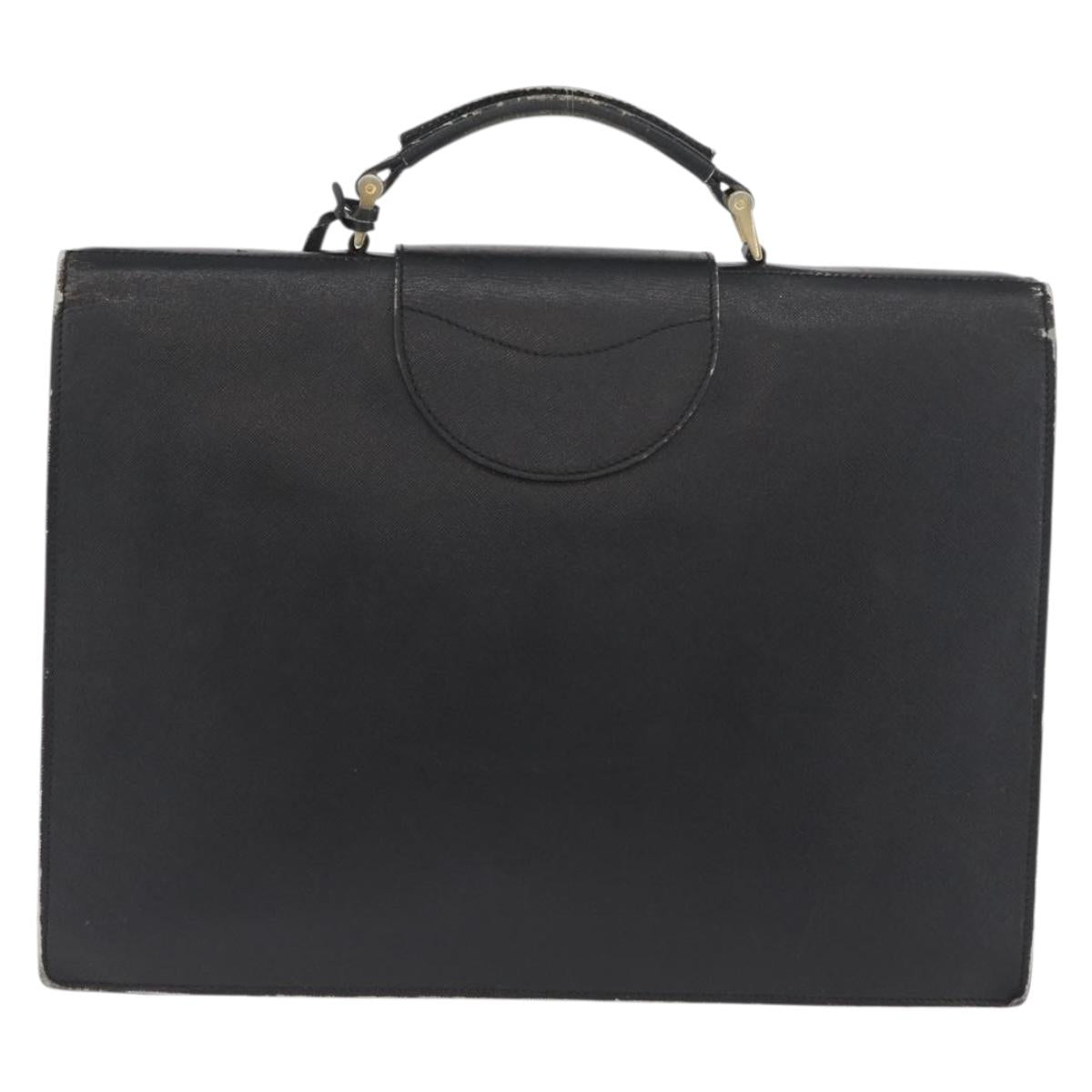 PRADA Safiano Leather Business Bag Black Gold Auth 174051