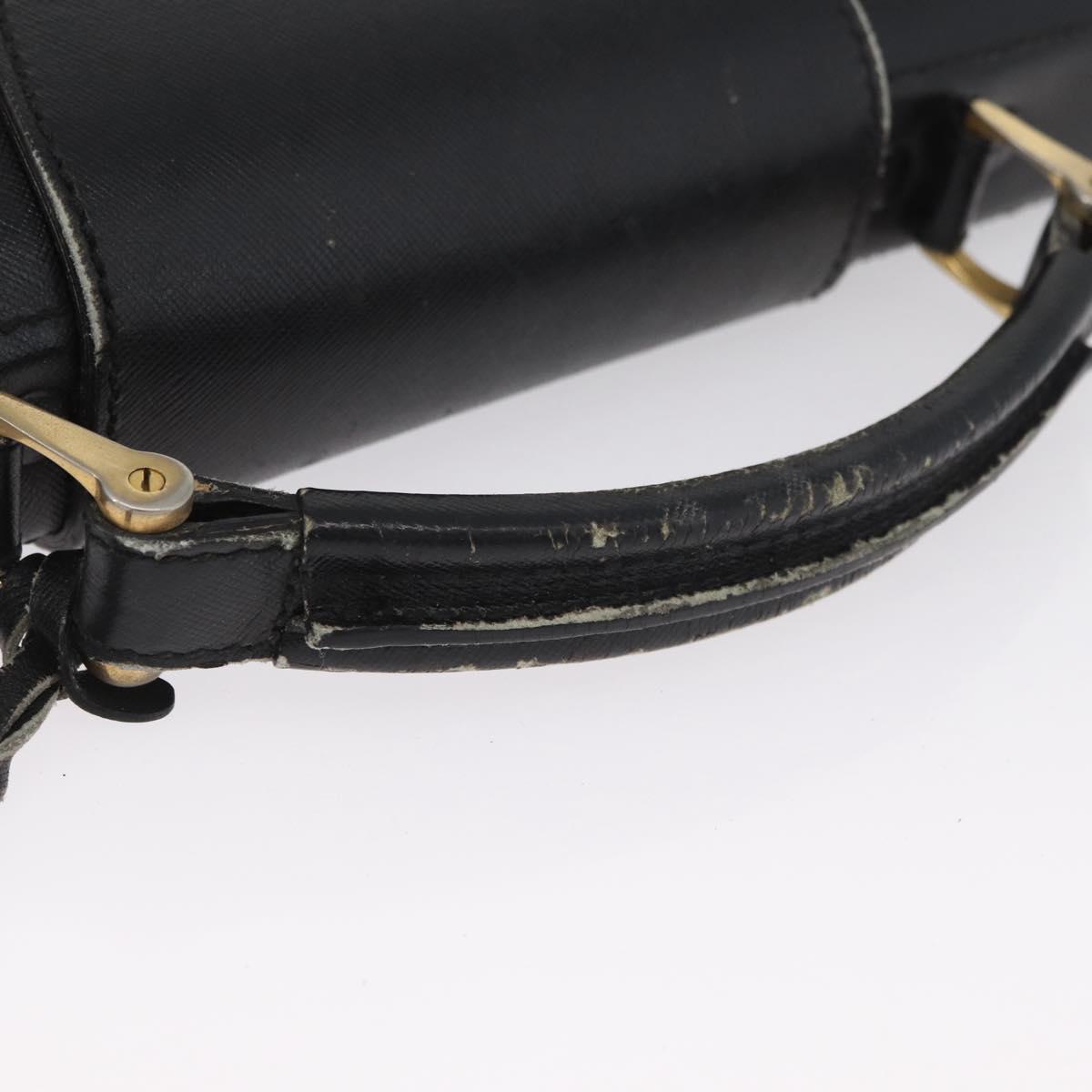 PRADA Safiano Leather Business Bag Black Gold Auth 174051