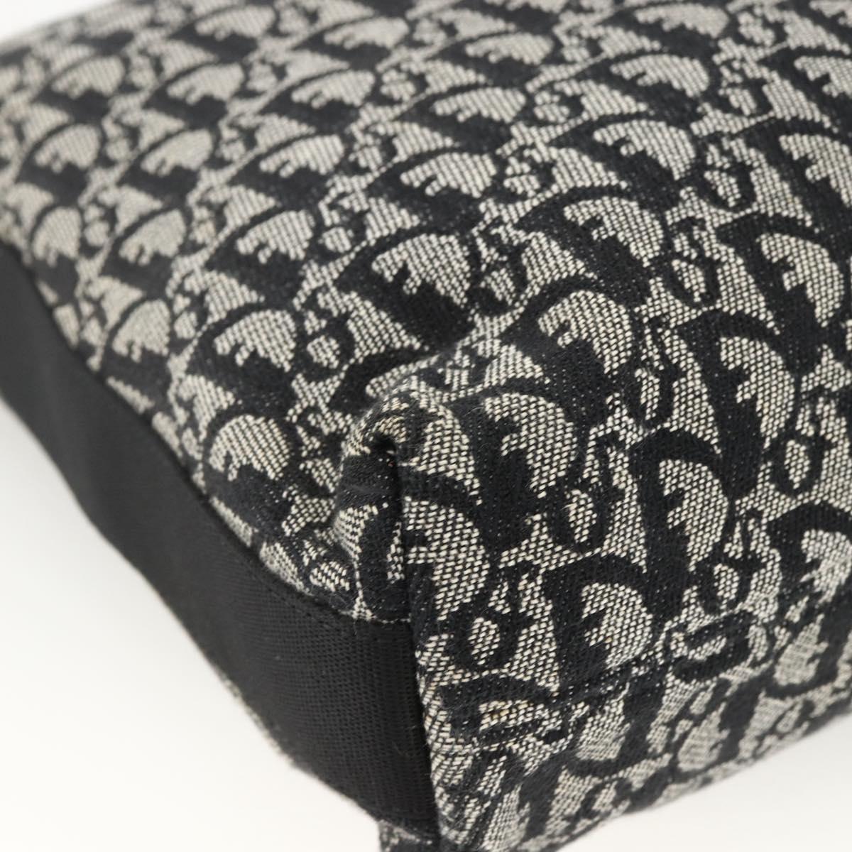 Christian Dior Trotter Canvas Shoulder Bag Black Silver Auth 174057A