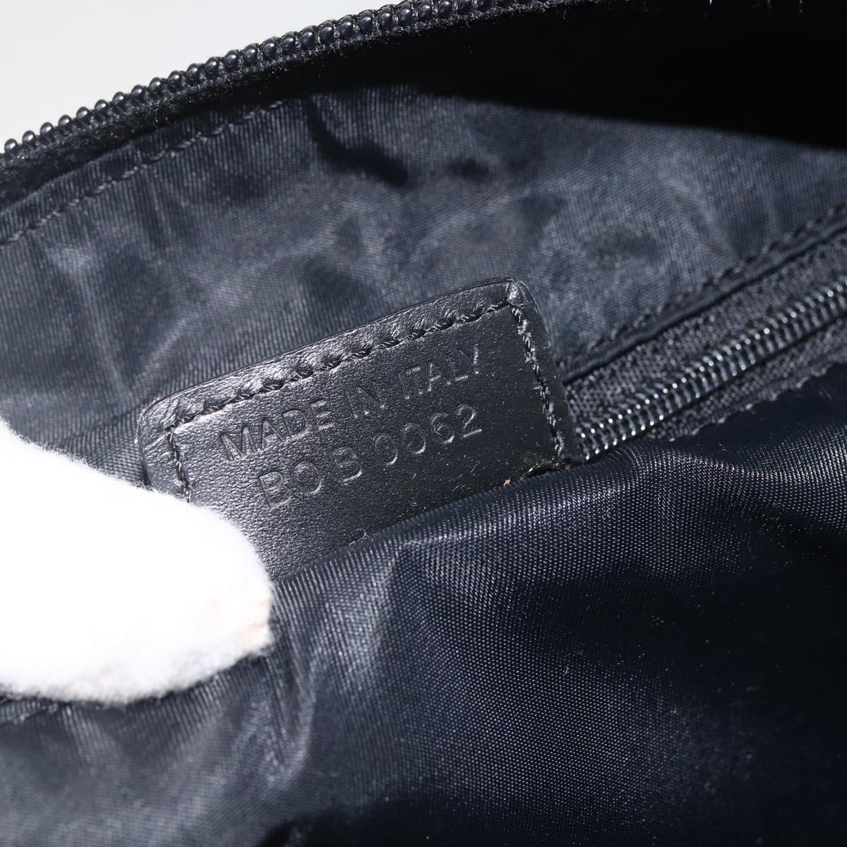 Christian Dior Trotter Canvas Shoulder Bag Black Silver Auth 174057A