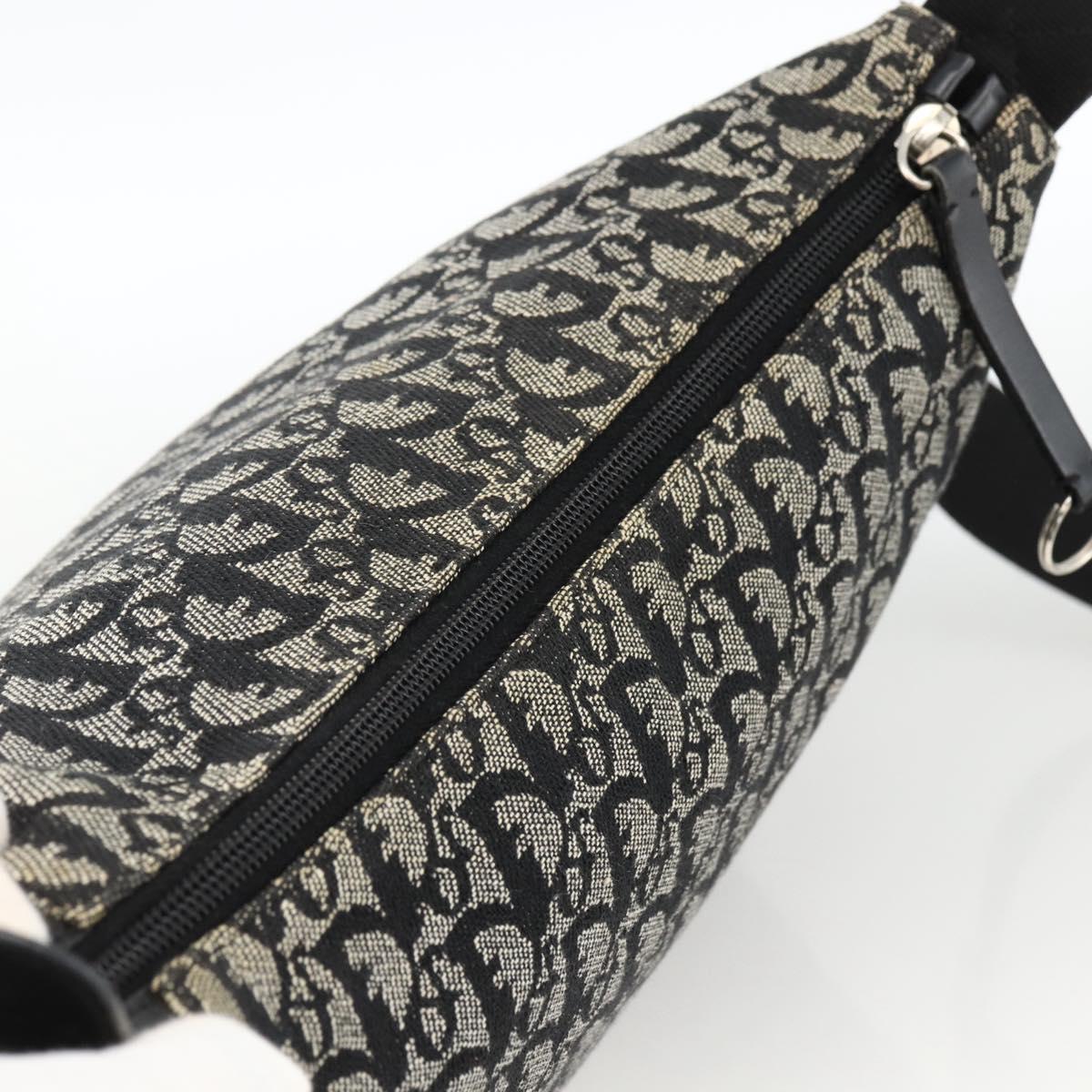 Christian Dior Trotter Canvas Shoulder Bag Black Silver Auth 174057A