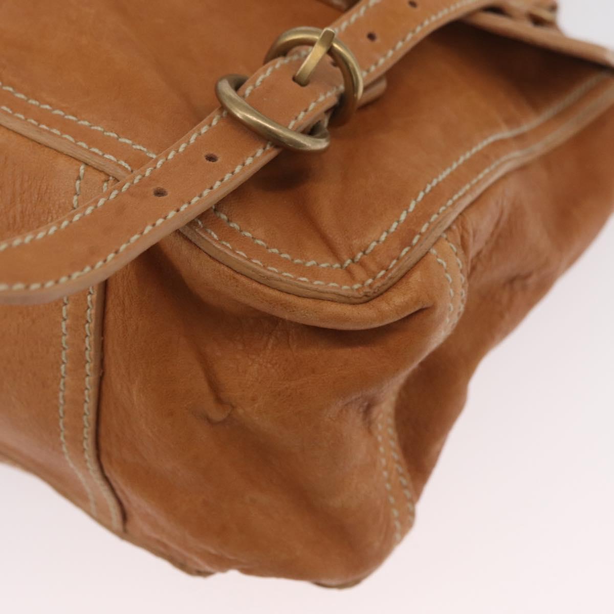 Miu Miu Bamboo Hand Bag Leather 2way Brown Gold Auth 174060A