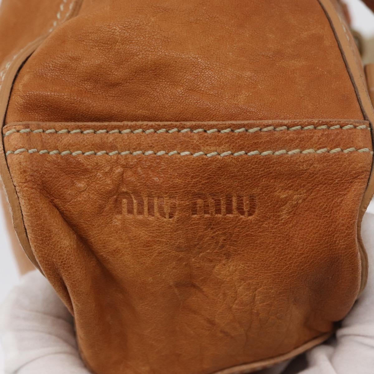 Miu Miu Bamboo Hand Bag Leather 2way Brown Gold Auth 174060A