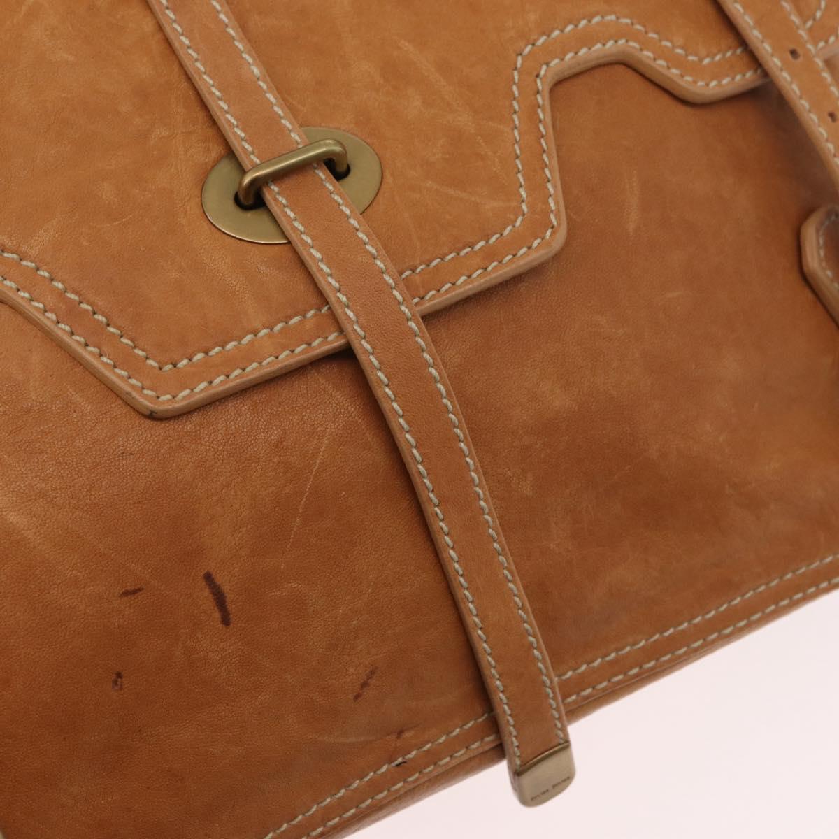 Miu Miu Bamboo Hand Bag Leather 2way Brown Gold Auth 174060A
