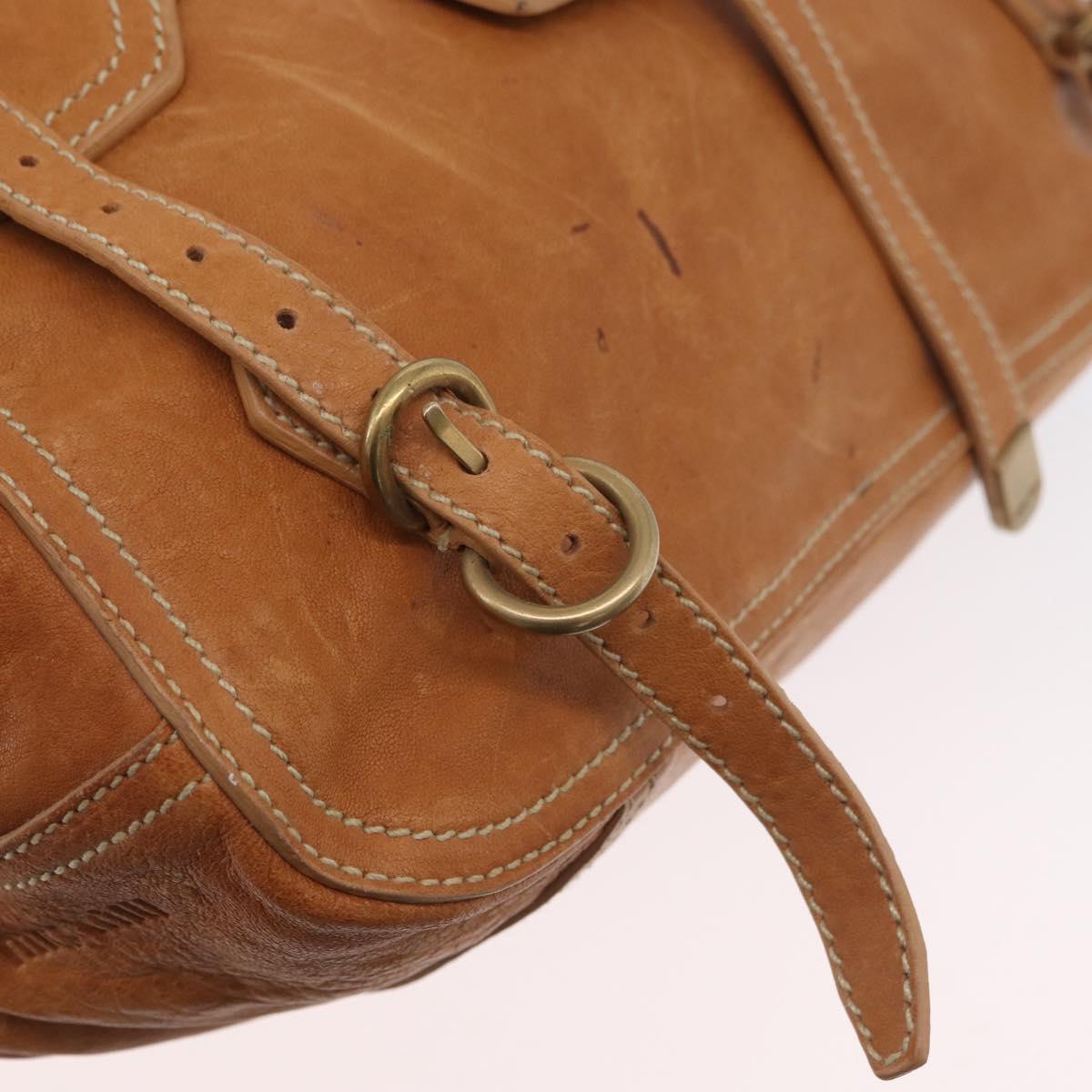 Miu Miu Bamboo Hand Bag Leather 2way Brown Gold Auth 174060A