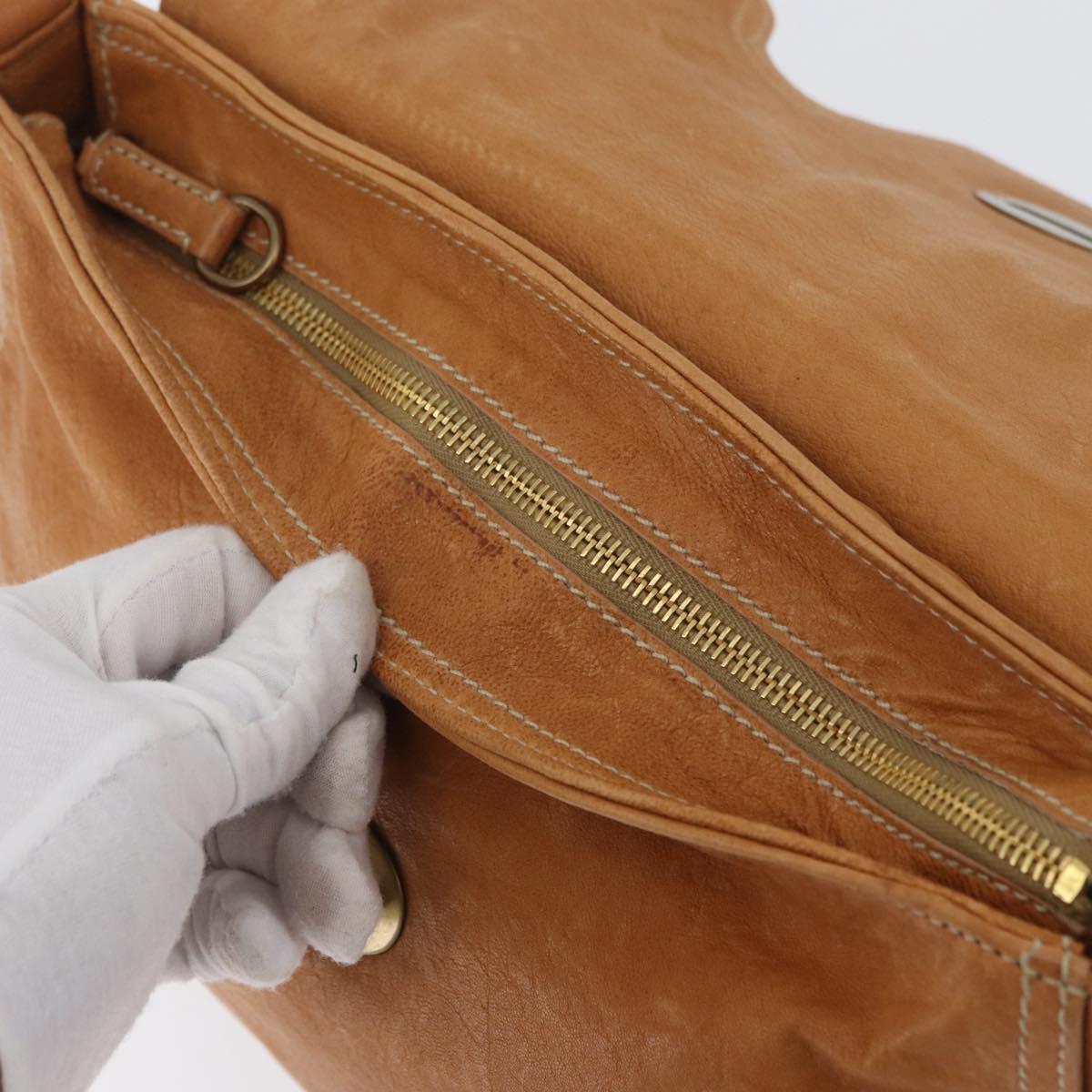 Miu Miu Bamboo Hand Bag Leather 2way Brown Gold Auth 174060A
