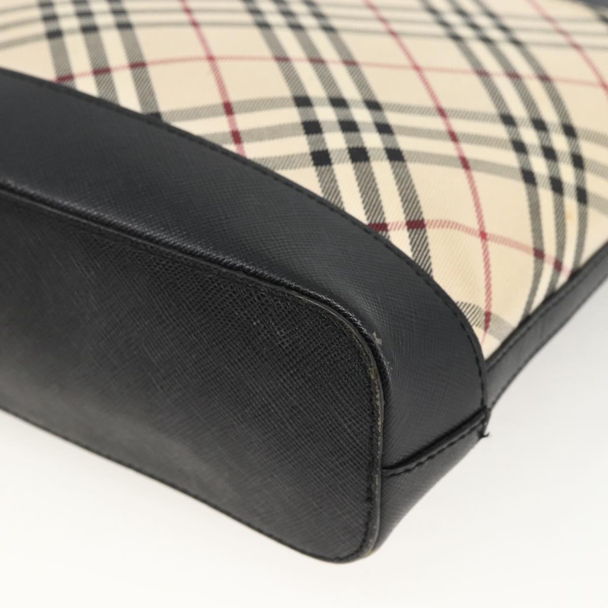 BURBERRY Nova Check Shoulder Bag Canvas Beige Black Silver Auth 174064