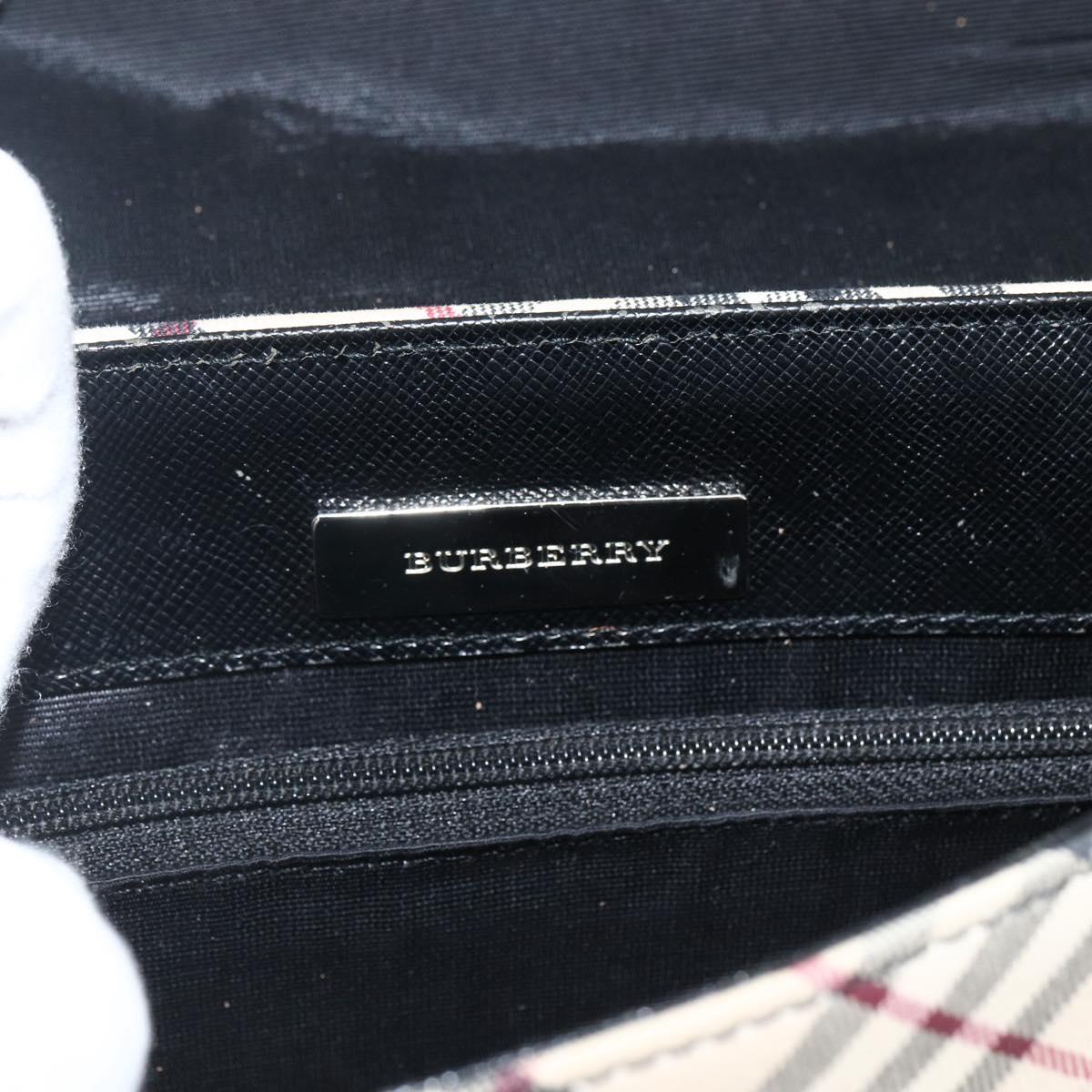 BURBERRY Nova Check Shoulder Bag Canvas Beige Black Silver Auth 174064