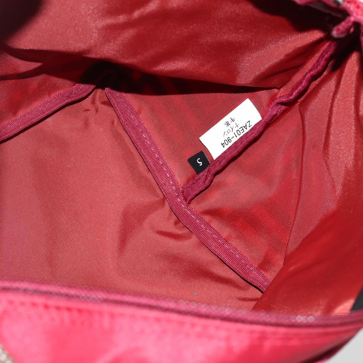 BURBERRY Nova Check Blue Label Hand Bag Nylon Leather Red Silver Auth 174065A