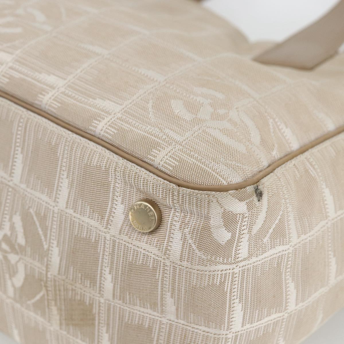 CHANEL New Travel Line Tote Bag Beige CC Auth 174068