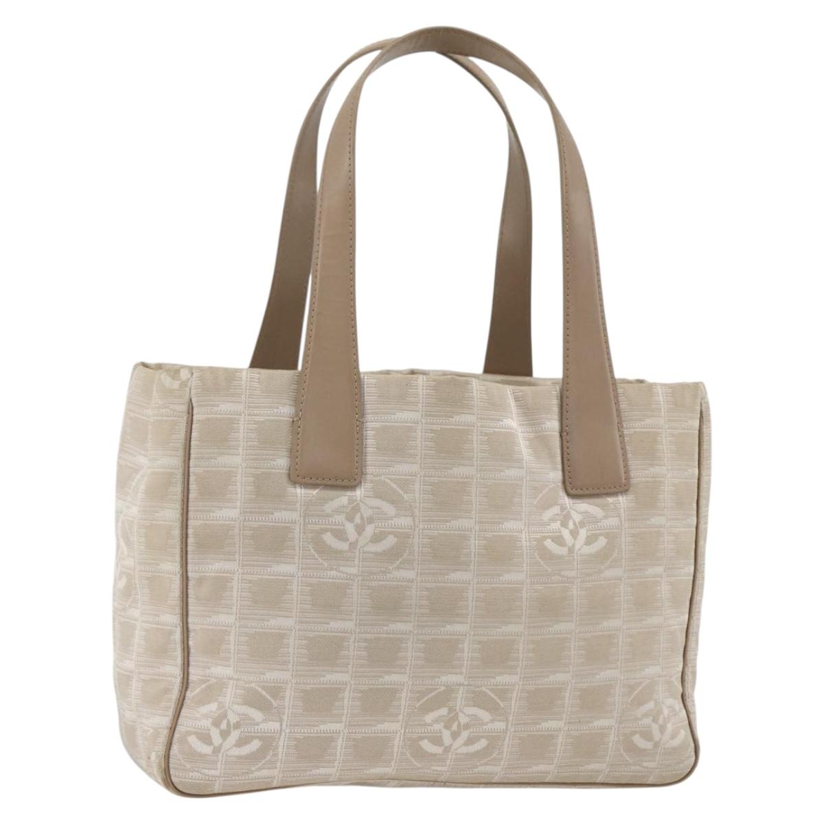 CHANEL New Travel Line Tote Bag Beige CC Auth 174068