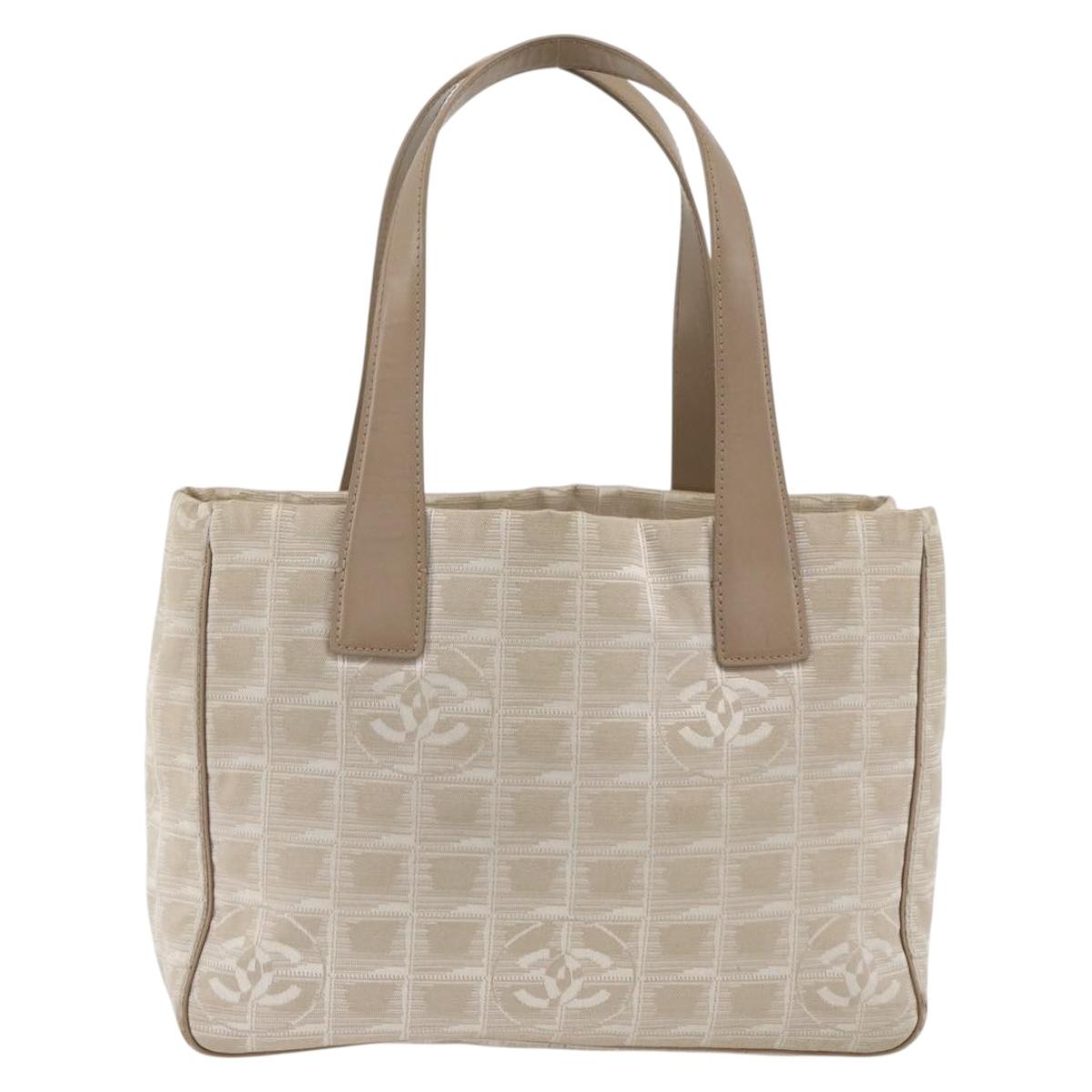 CHANEL New Travel Line Tote Bag Beige CC Auth 174068