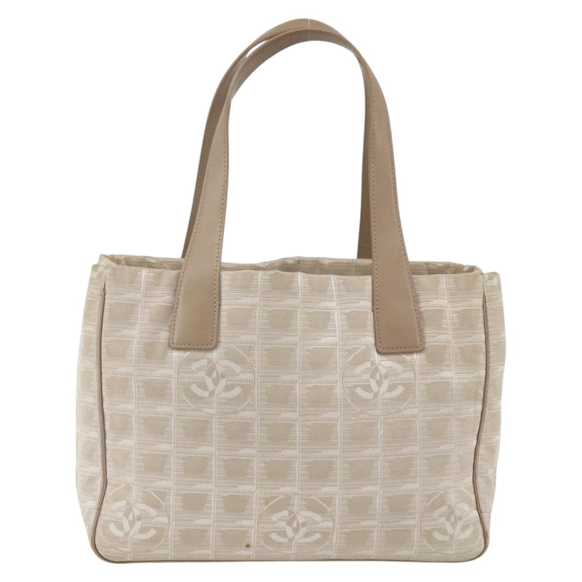 CHANEL New Travel Line Tote Bag Beige CC Auth 174068