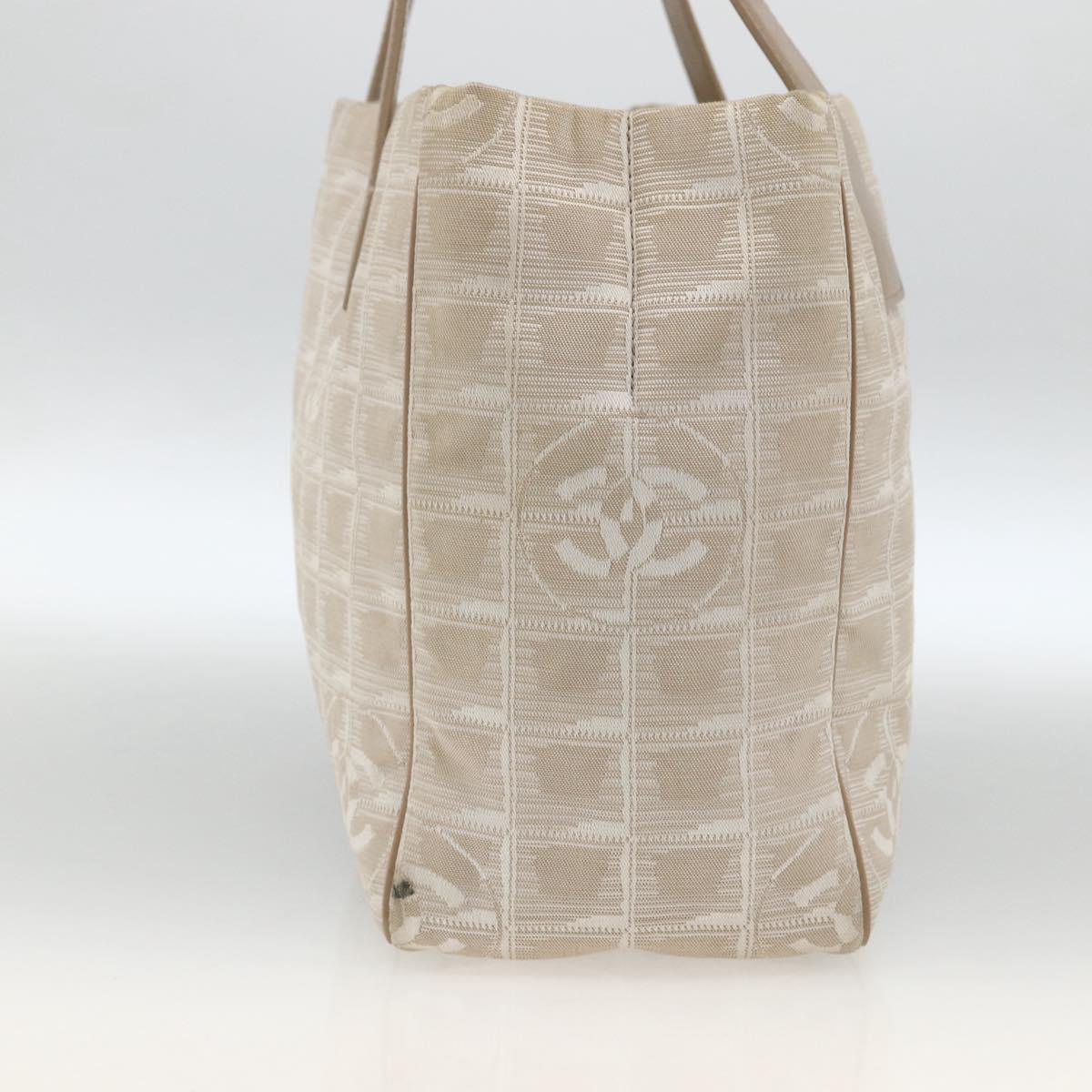 CHANEL New Travel Line Tote Bag Beige CC Auth 174068