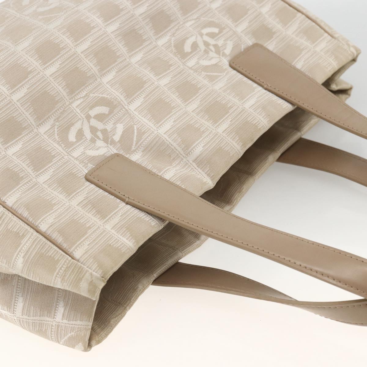 CHANEL New Travel Line Tote Bag Beige CC Auth 174068