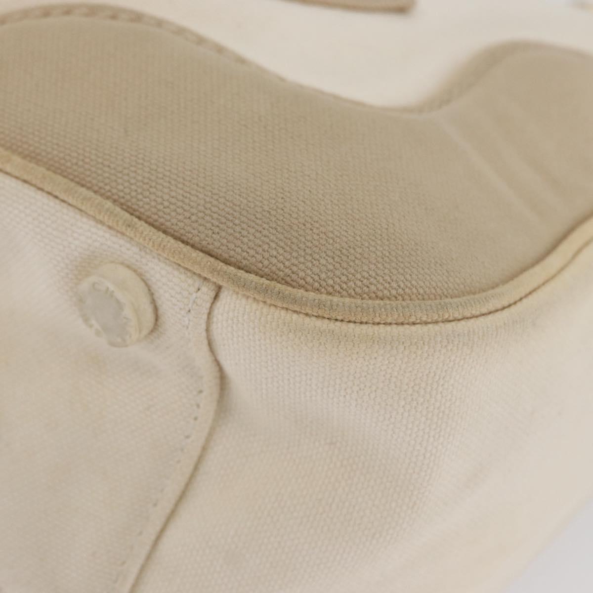 CHANEL Hand Bag Canvas Beige Cream CC Auth 174069A