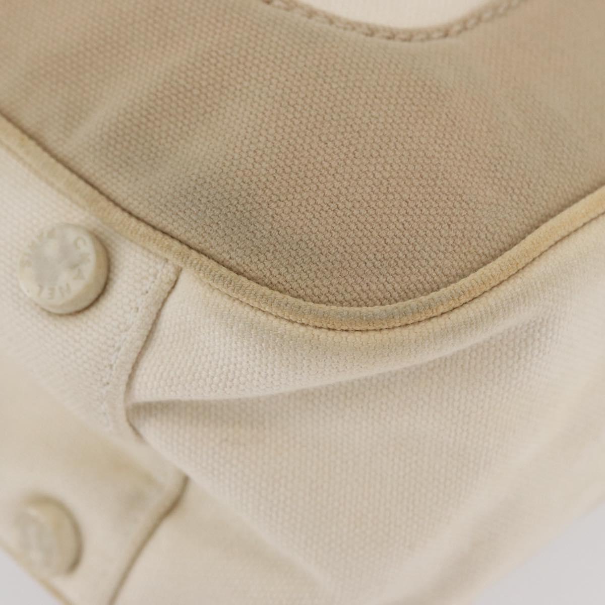 CHANEL Hand Bag Canvas Beige Cream CC Auth 174069A