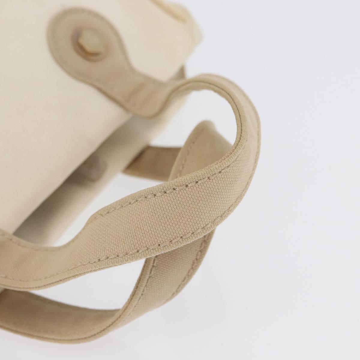 CHANEL Hand Bag Canvas Beige Cream CC Auth 174069A