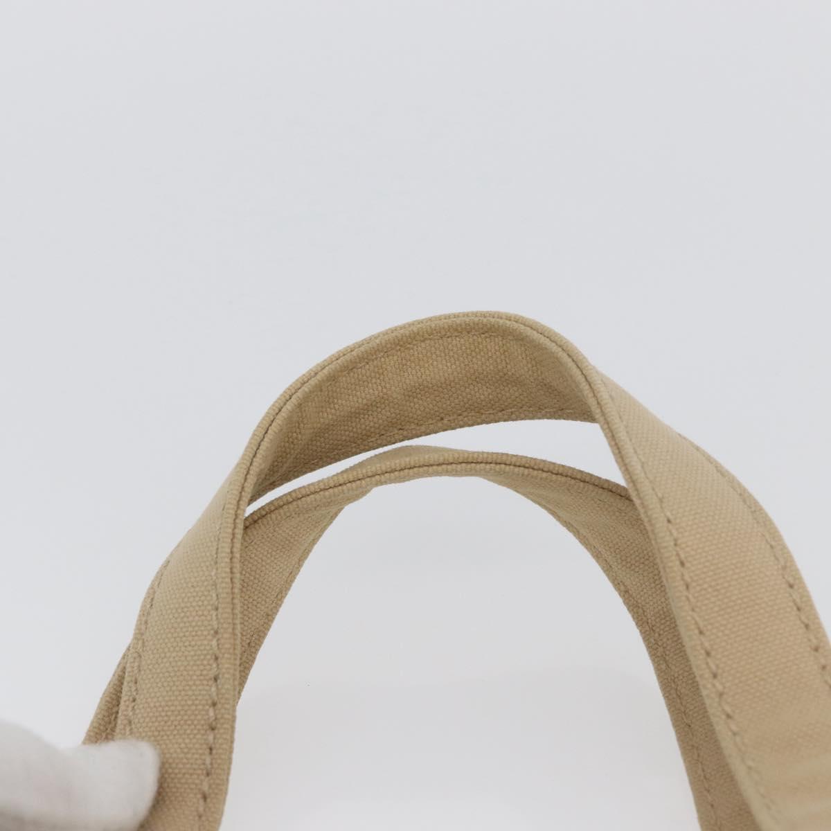 CHANEL Hand Bag Canvas Beige Cream CC Auth 174069A