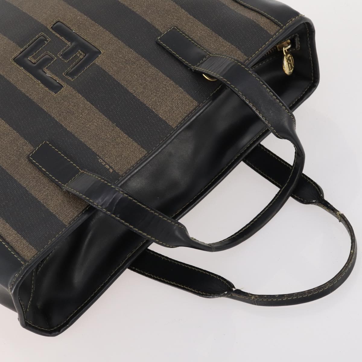 FENDI Pecan Canvas Boston Bag Coated Canvas 4 Set Brown Black Auth 174074