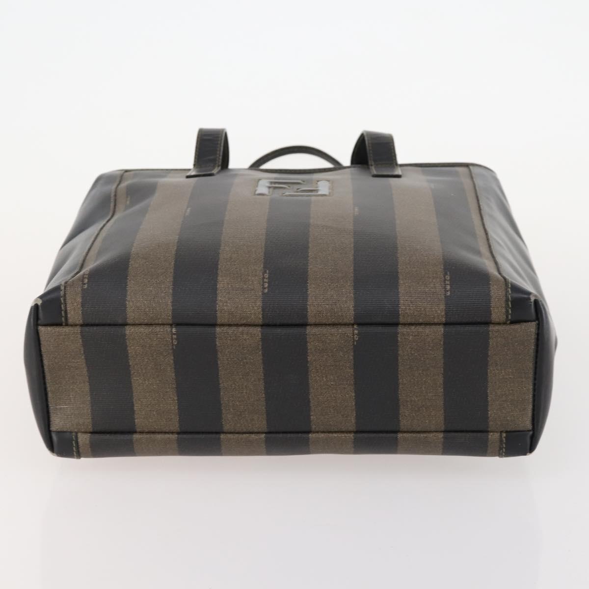 FENDI Pecan Canvas Boston Bag Coated Canvas 4 Set Brown Black Auth 174074