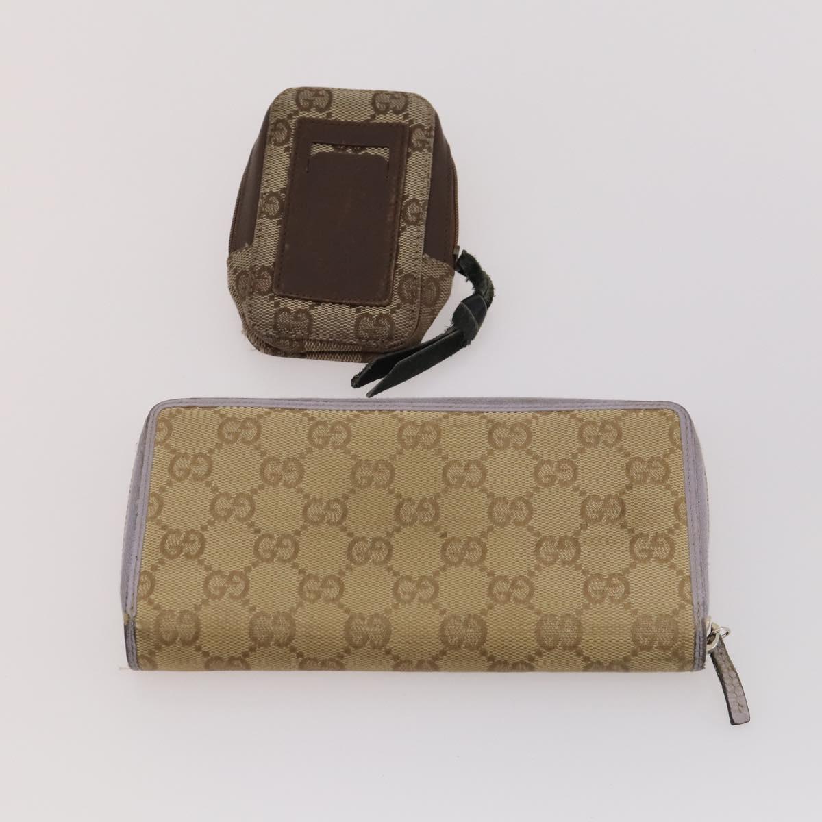 GUCCI GG Supreme Canvas Wallet Clutch Bag PVC 5 Set Beige Auth 174076