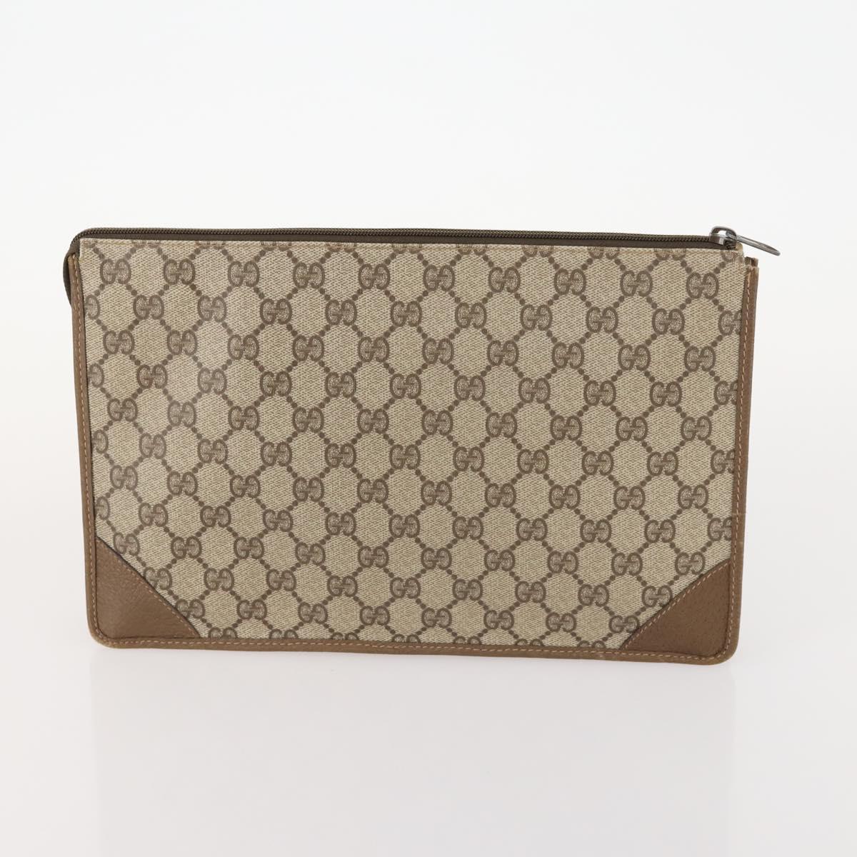 GUCCI GG Supreme Canvas Wallet Clutch Bag PVC 5 Set Beige Auth 174076