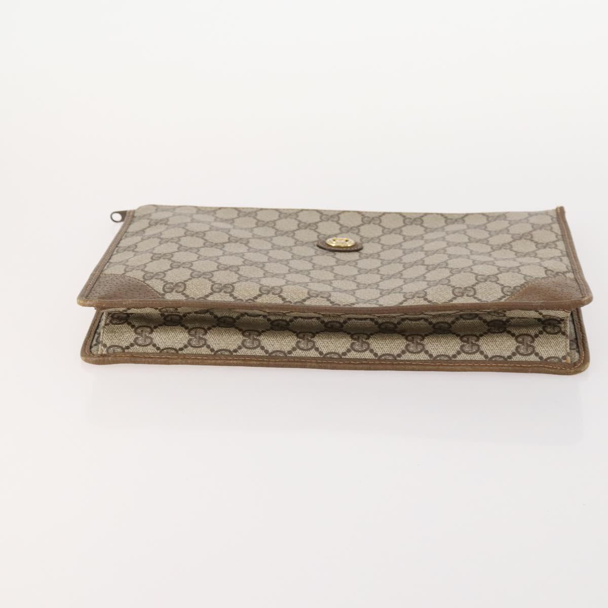 GUCCI GG Supreme Canvas Wallet Clutch Bag PVC 5 Set Beige Auth 174076